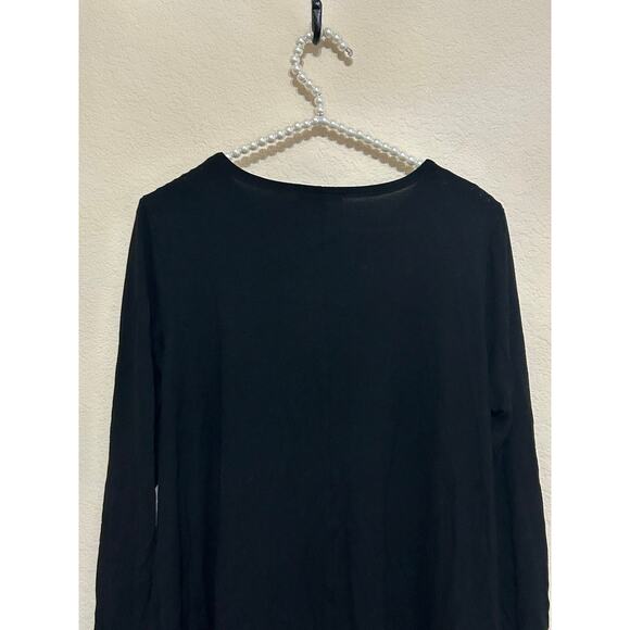 Eileen Fisher Size Small Top Black Long Sleeve Casual Stretchy Shirt Made in USA - Picture 6 of 8